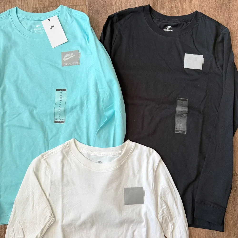 Nike Long Sleeve T-Shirt Boys XL Multi-Color Lot of 3 Reflective Logo Tee